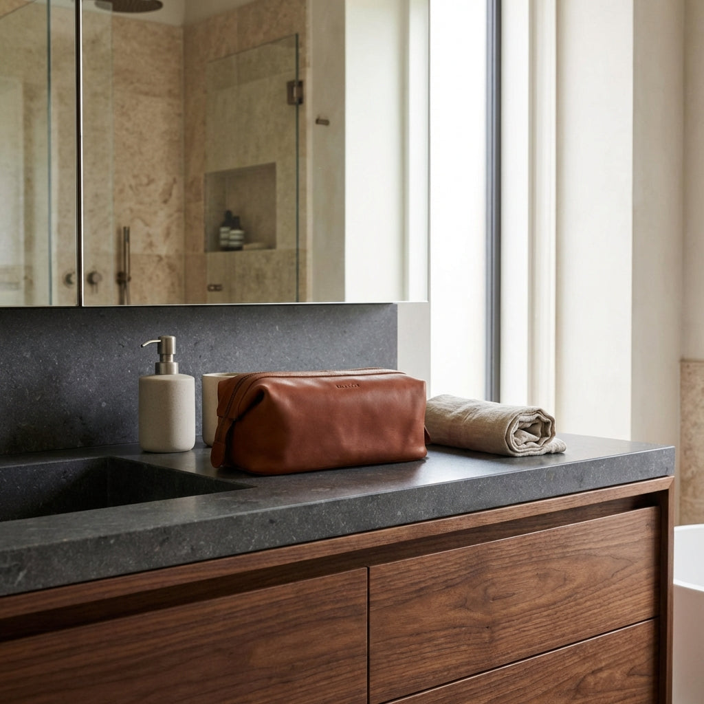 Leren toilettassen collectie